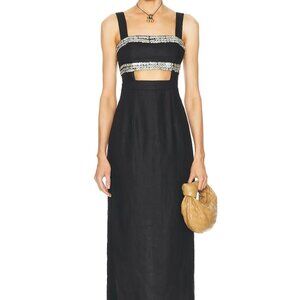 STAUD Mickey Front Cut Out Dress Linen